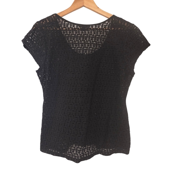 Banana Republic Elegant Black Crochet Inspired Top - Picture 1 of 5